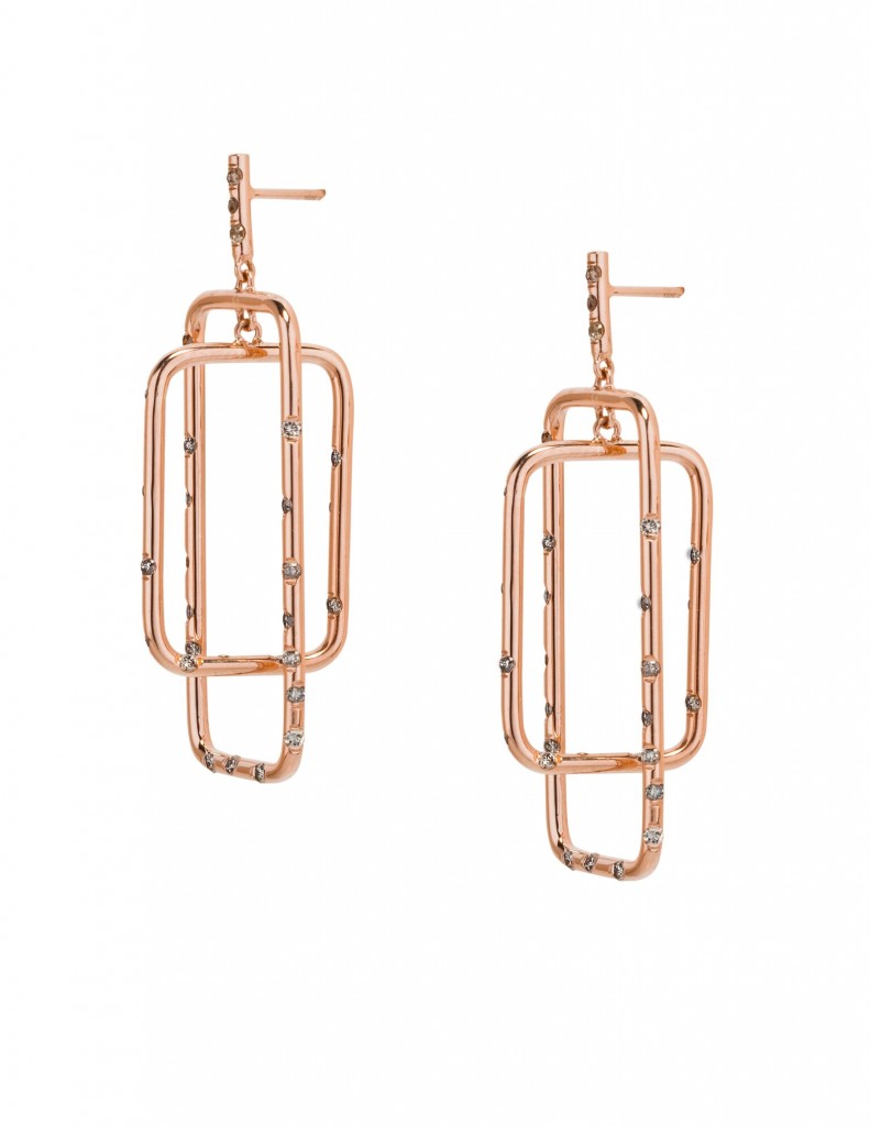 Rose Gold Mobile Drop Earrings with Champagne Diamonds