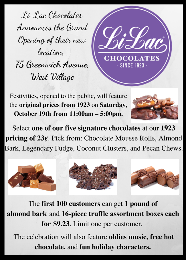 Li-Lac’s 96th Year Legacy Continues by Opening a 6th Location on 7th Avenue in the West Village