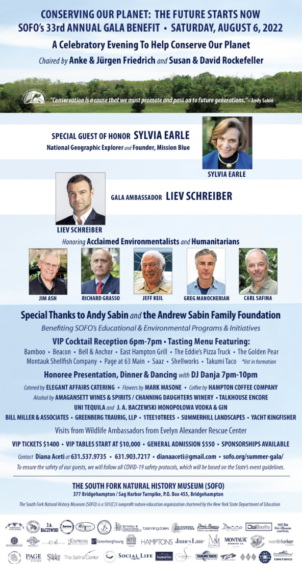 The South Fork Natural History Museum to Host 33rd Annual Summer Gala Benefit on August 6, 2022